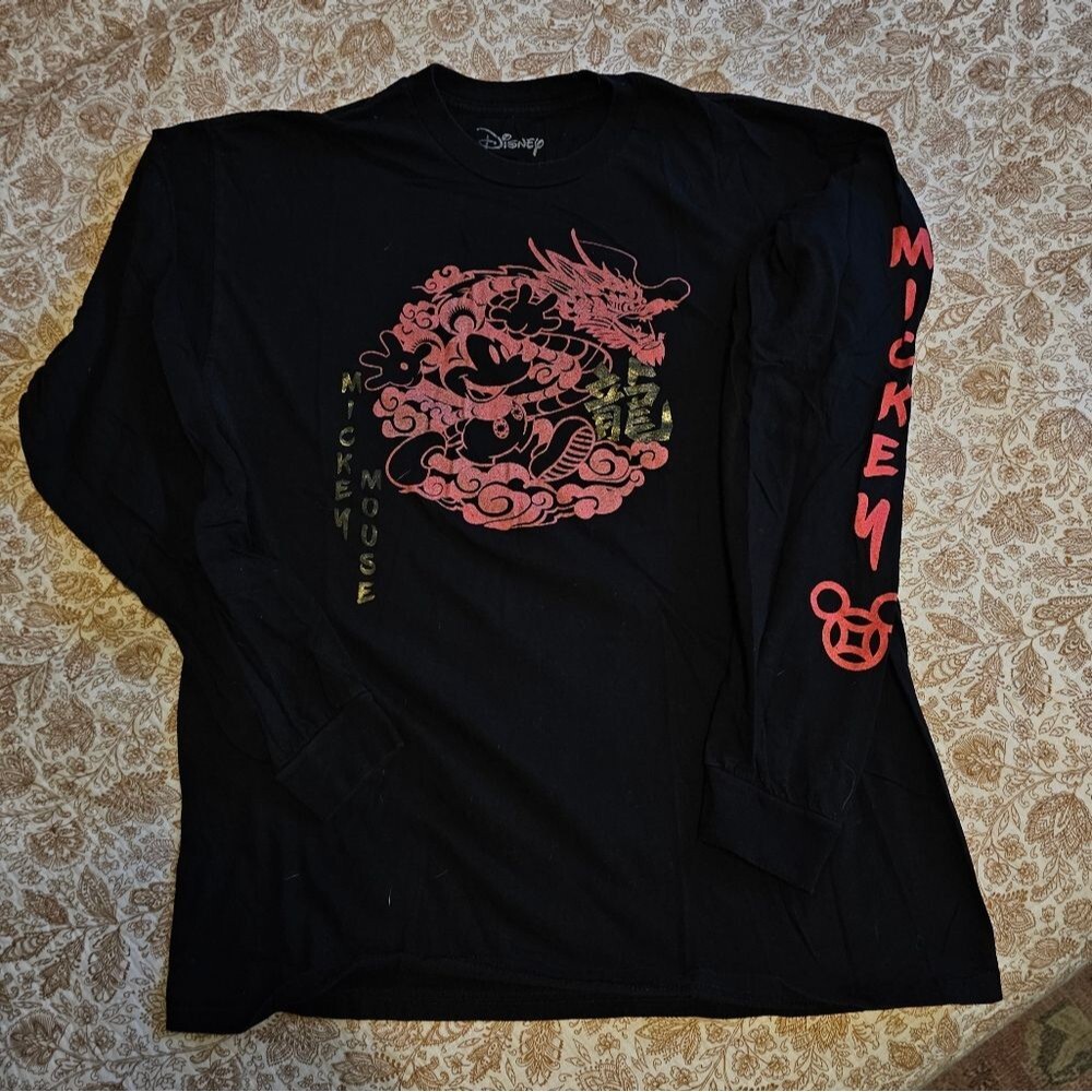Disney Black Long Sleeve Shirt with Red and Gold Graphic